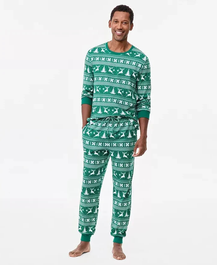 Long Sleeve Pajama Set with Drawstring Waist and Side Pockets, Printed Pattern All Vera Mart