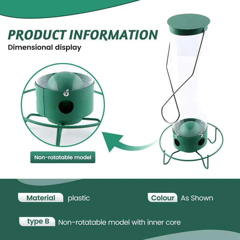 Weight-Activated Bird Feeder with Rotating Perch and Four Feeding Ports All Vera Mart