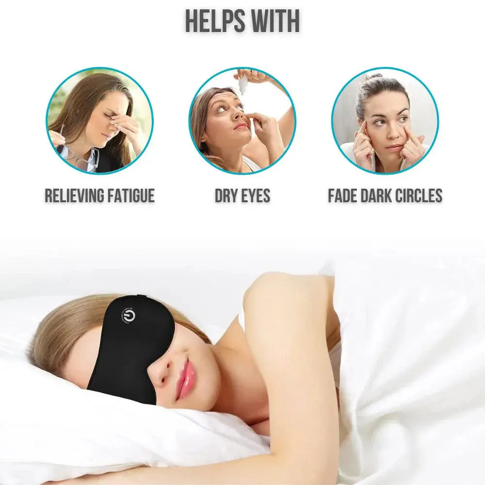 Heated Eye Mask with USB Rechargeable Battery and Gentle Vibration, Removable Silk Cover All Vera Mart