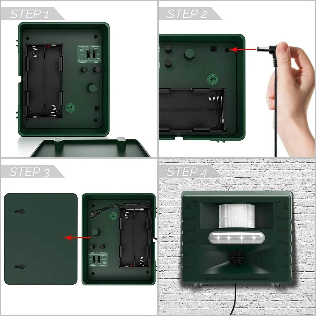 Ultrasonic Bird Repeller with Solar Power and LED Flash Lights, 170-Degree Coverage All Vera Mart