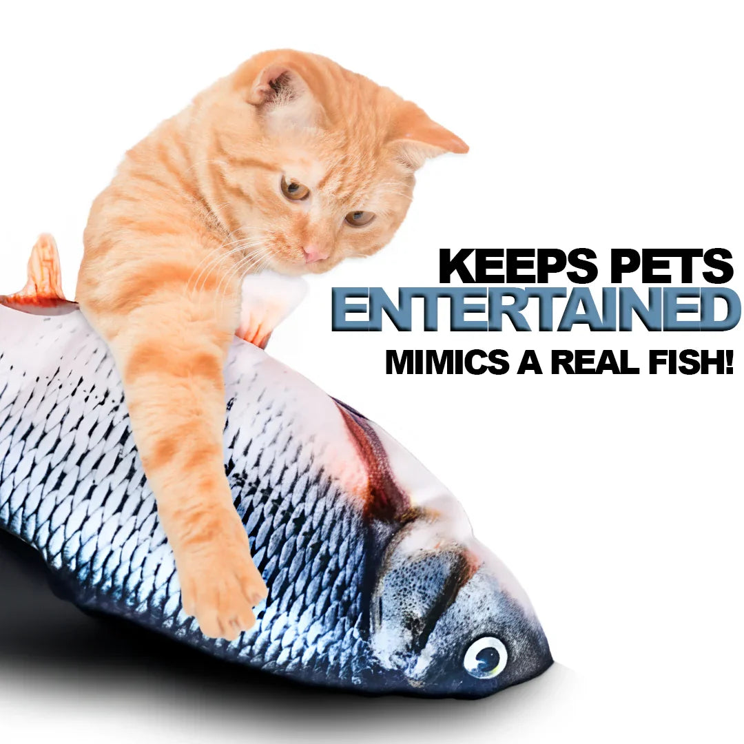 Motion Activated Flopping Fish Toy with Rechargeable Battery and Soft Padding All Vera Mart