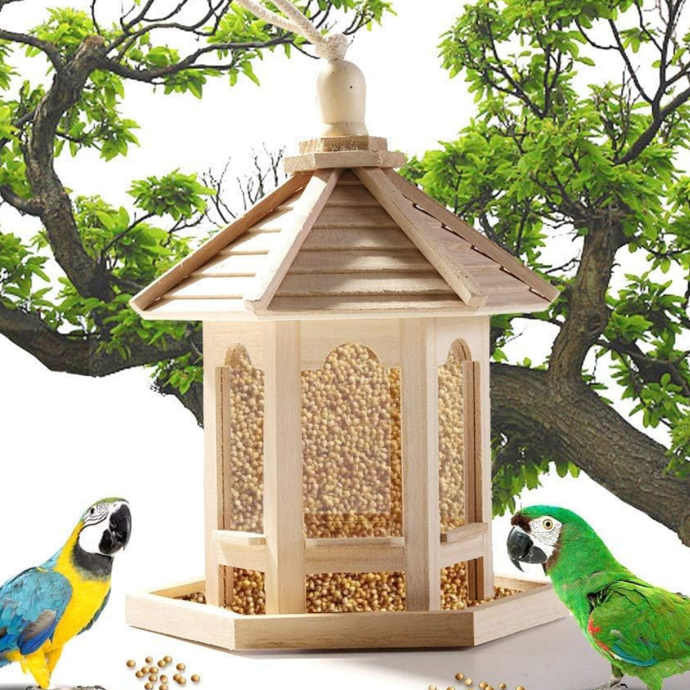 Bird Feeder with Clear Acrylic Panel and Weather Resistant Roof All Vera Mart