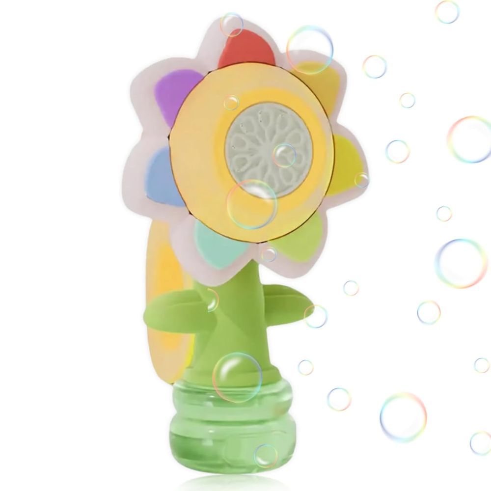 Automatic Bubble Machine with Rotating Flower Head and 7-Color LED Lights All Vera Mart