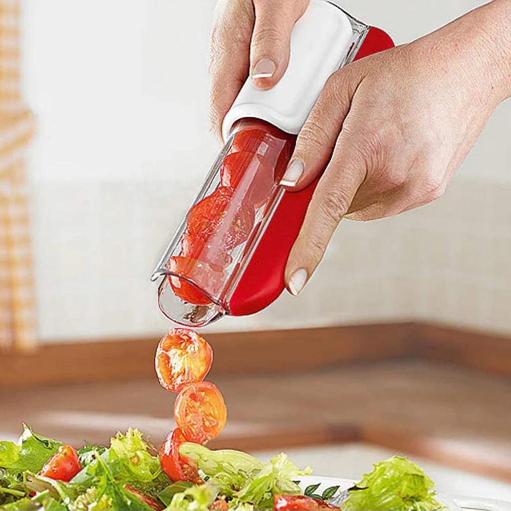Cherry Tomato and Grape Slicer with Concealed Stainless Steel Blade, Dishwasher Safe All Vera Mart
