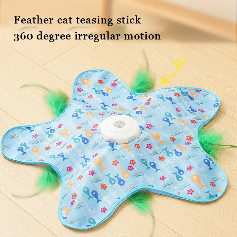 Interactive Feather Cat Toy with Three Speed Modes and Rechargeable Battery All Vera Mart