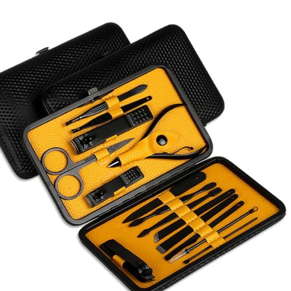 Manicure Pedicure Set with Stainless Steel Tools and Travel Case, 15 Pieces All Vera Mart