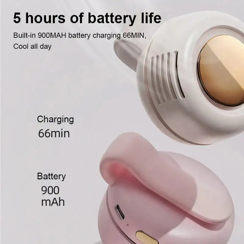 Portable Clip Fan with Bladeless Opening and 23-Hour Battery for Neck or Waist Wear All Vera Mart