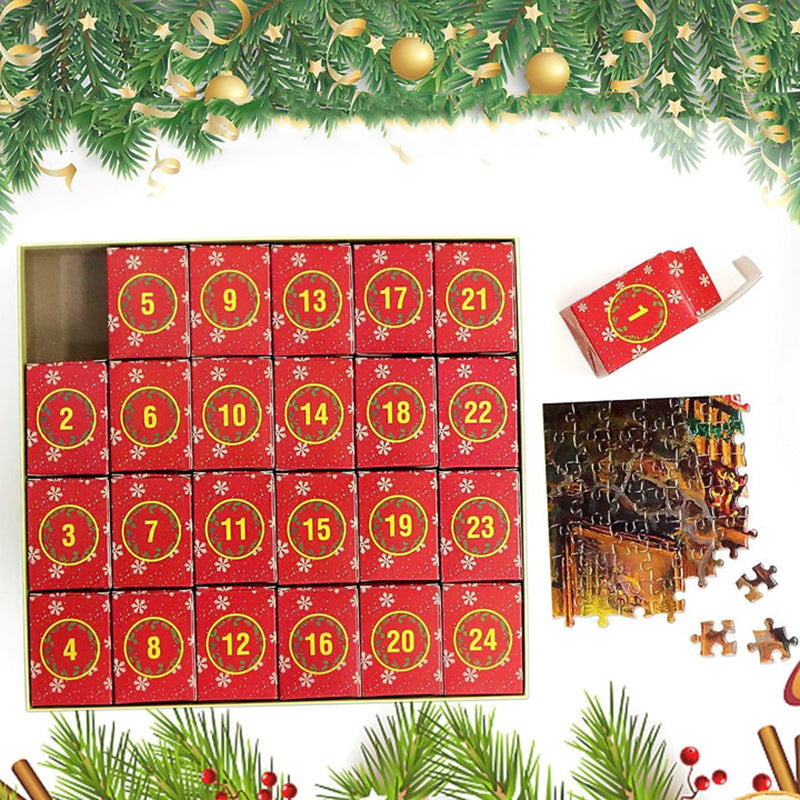 Advent Puzzle Calendar with 24 Daily Boxes and Reference Poster, 1008 Pieces All Vera Mart