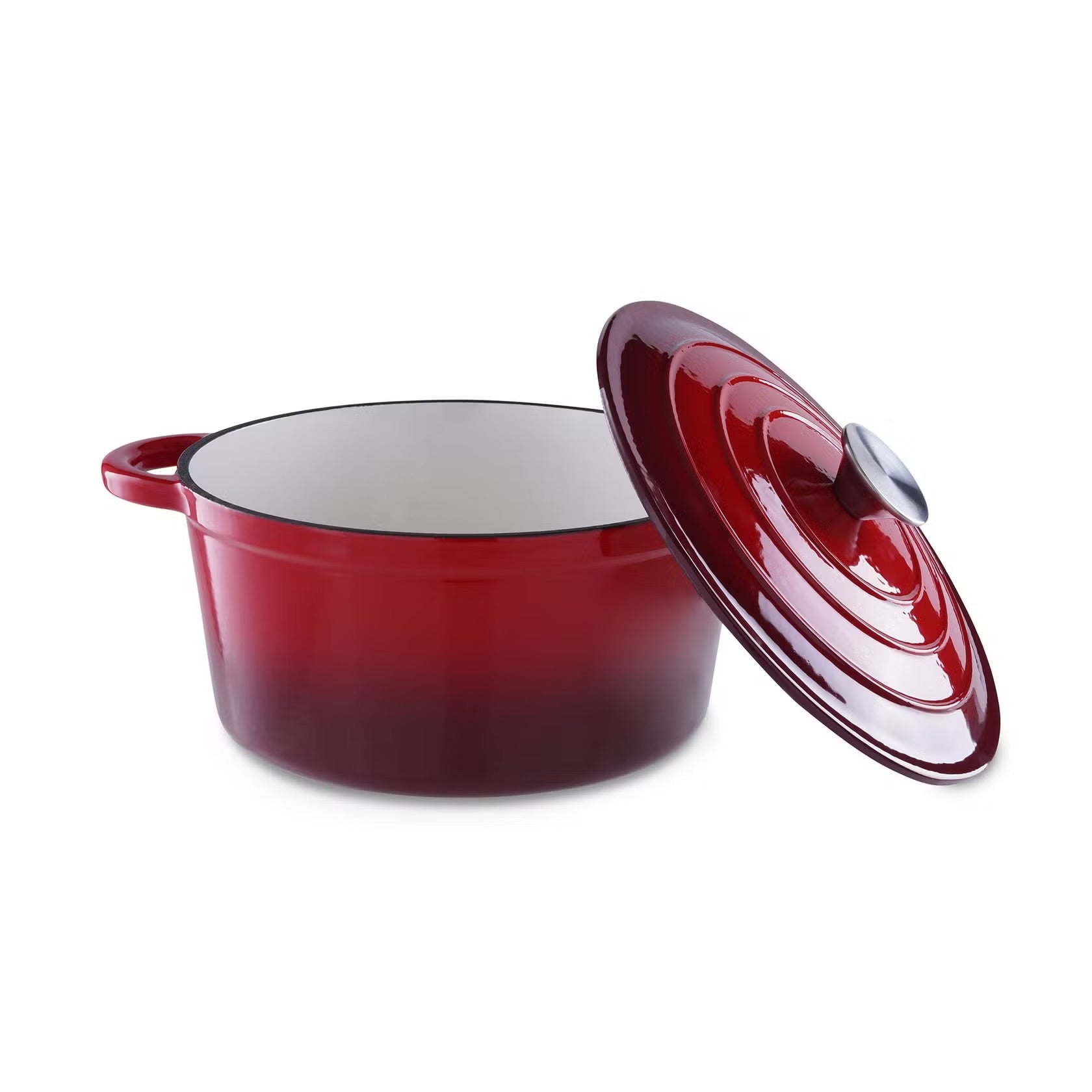Cast Iron Dutch Oven with Lid and Even Heat Distribution, Red Ombre 2L All Vera Mart