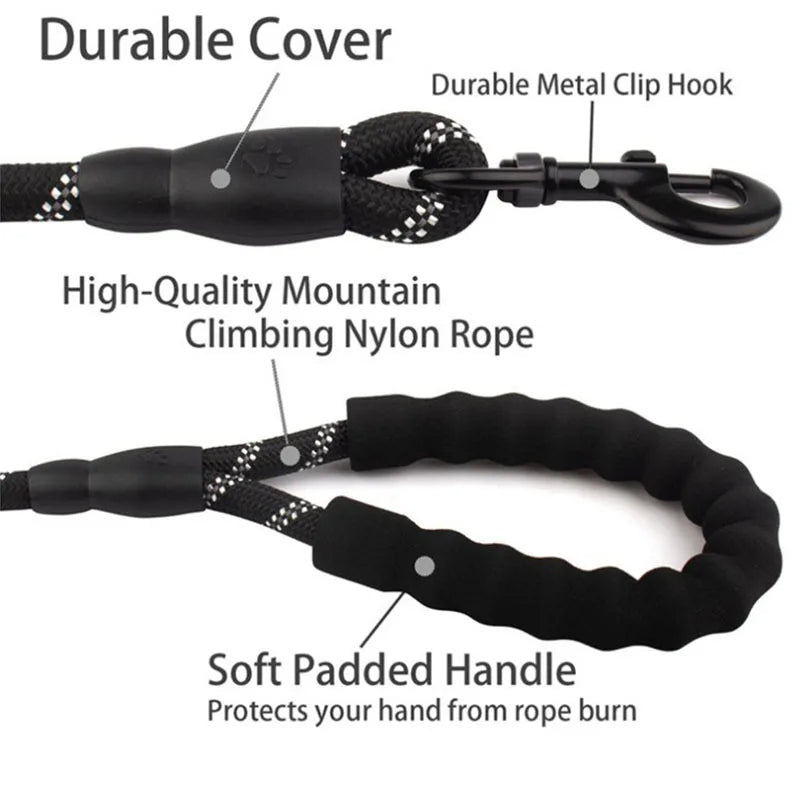 Dog Leash 4.9ft with Reflective Stitching and Double Rope Construction All Vera Mart