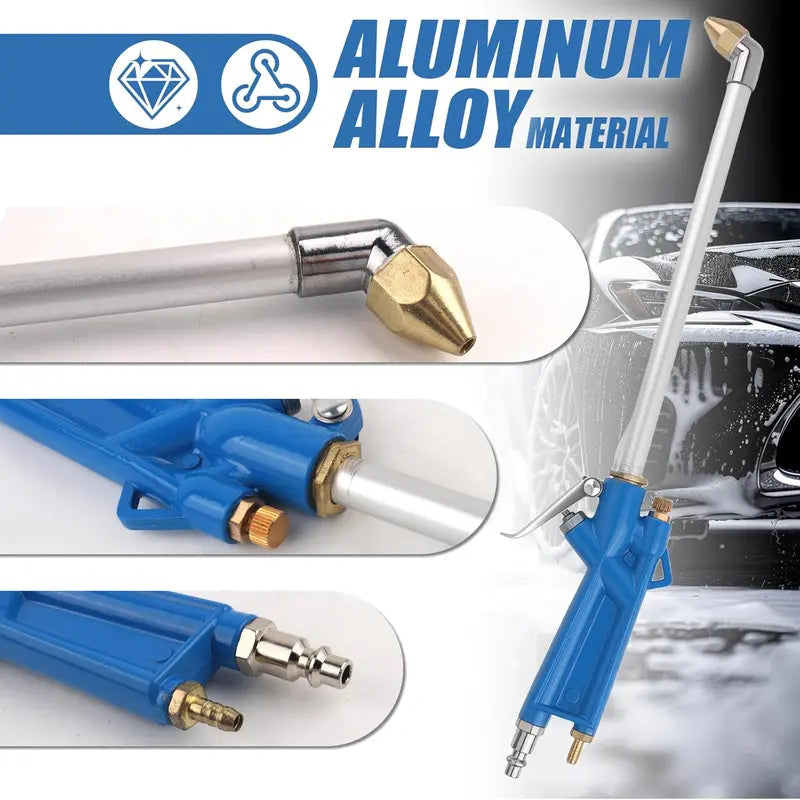 Pneumatic Air Blow Gun with Adjustable Nozzle and 47 Inch Hose for Engine Bays