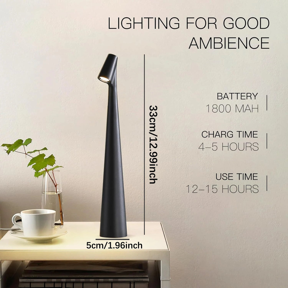 Rechargeable Desk Lamp with Touch Sensor and Three Color Temperatures All Vera Mart
