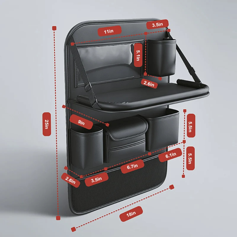 Back Seat Organizer with Foldable Tray and Tablet Holder, Multiple Storage Pockets All Vera Mart