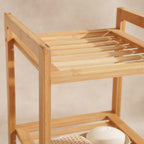 Bamboo Bathroom Shelf Organizer with Three Open Tiers and Natural Wood Finish All Vera Mart