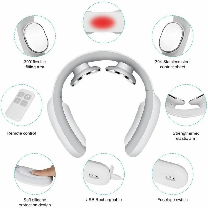Neck Massager with Pulse Therapy and Heat, 3 Modes Remote Control All Vera Mart