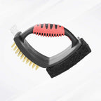 Brass Bristle Grill Brush with Copper Scraper and Scouring Pad All Vera Mart