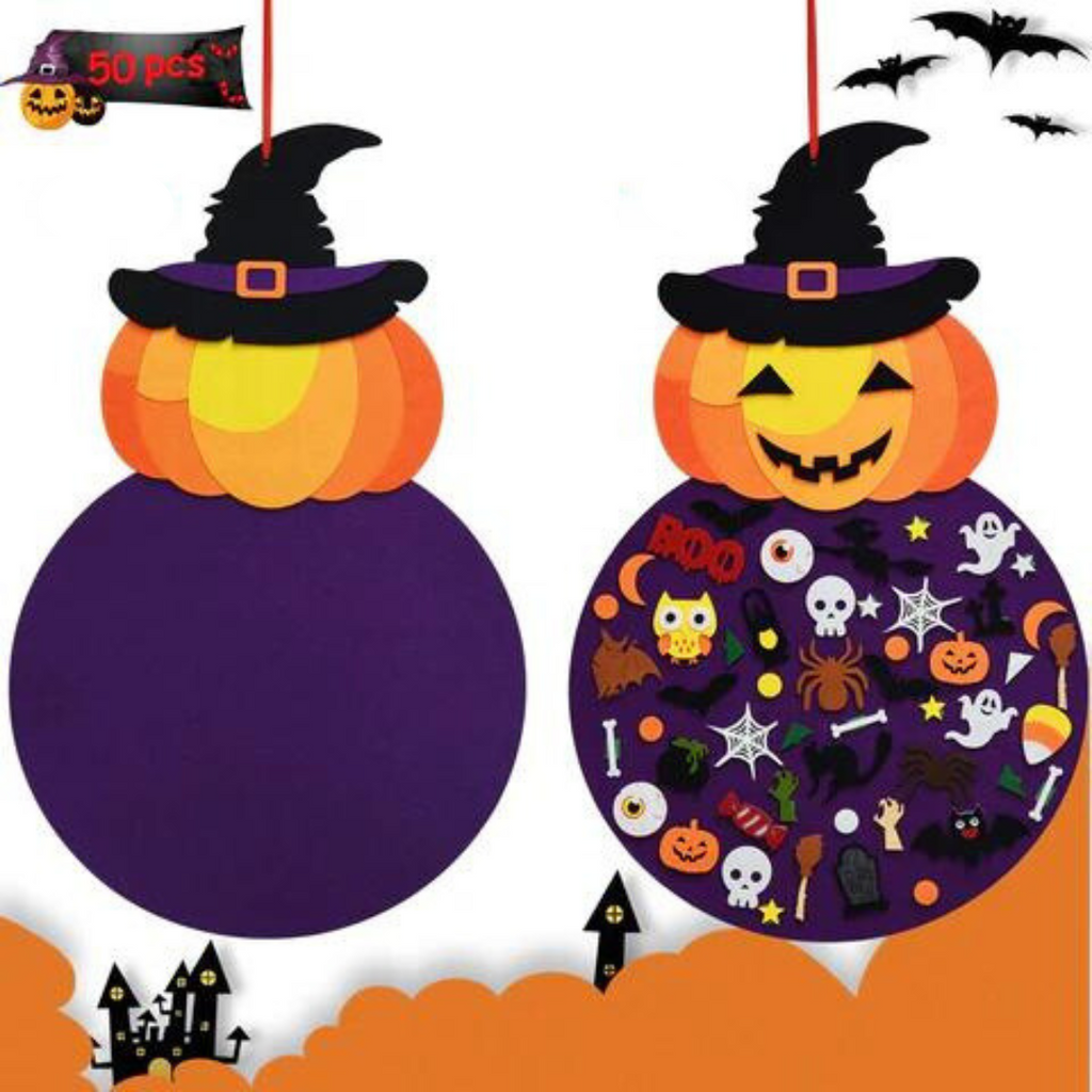 Felt Board for Halloween Scenes with 50 Plus Reusable Pieces All Vera Mart