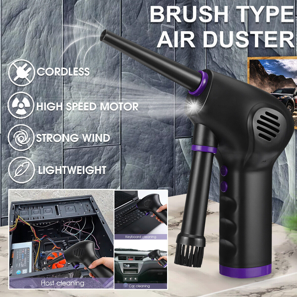 Handheld Air Blower with 156.6 MPH Airflow and Interchangeable Nozzles, 60 Min Runtime All Vera Mart