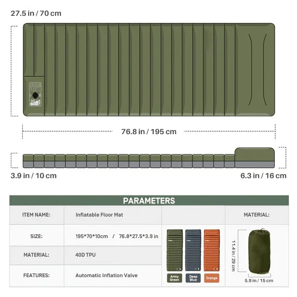 Inflatable Mattress with Built-In Foot Pump and Coupling Buttons for Camping All Vera Mart
