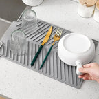 Grooved Silicone Dish Drying Mat with Dual-Sided Channels and Textured Grip All Vera Mart