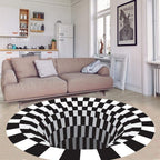 Optical Vortex Spiral Rug with Anti-Slip Backing and Water-Resistant Polyester All Vera Mart