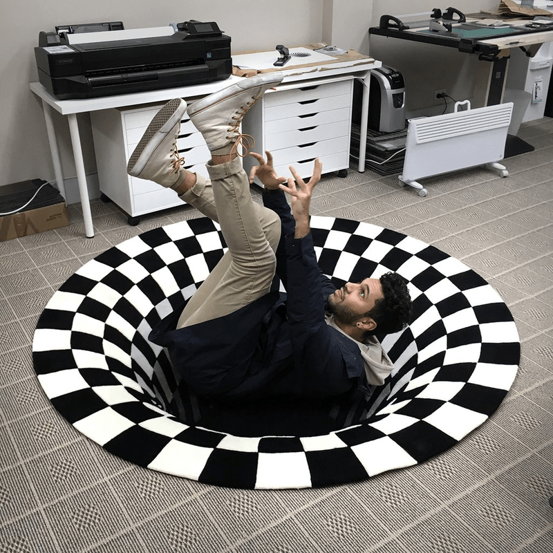 Optical Vortex Spiral Rug with Anti-Slip Backing and Water-Resistant Polyester All Vera Mart