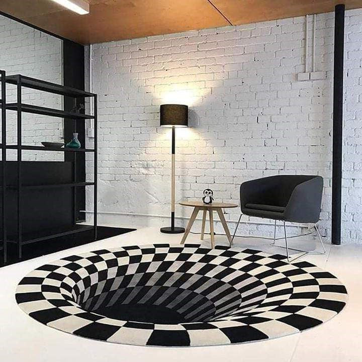 Optical Vortex Spiral Rug with Anti-Slip Backing and Water-Resistant Polyester All Vera Mart