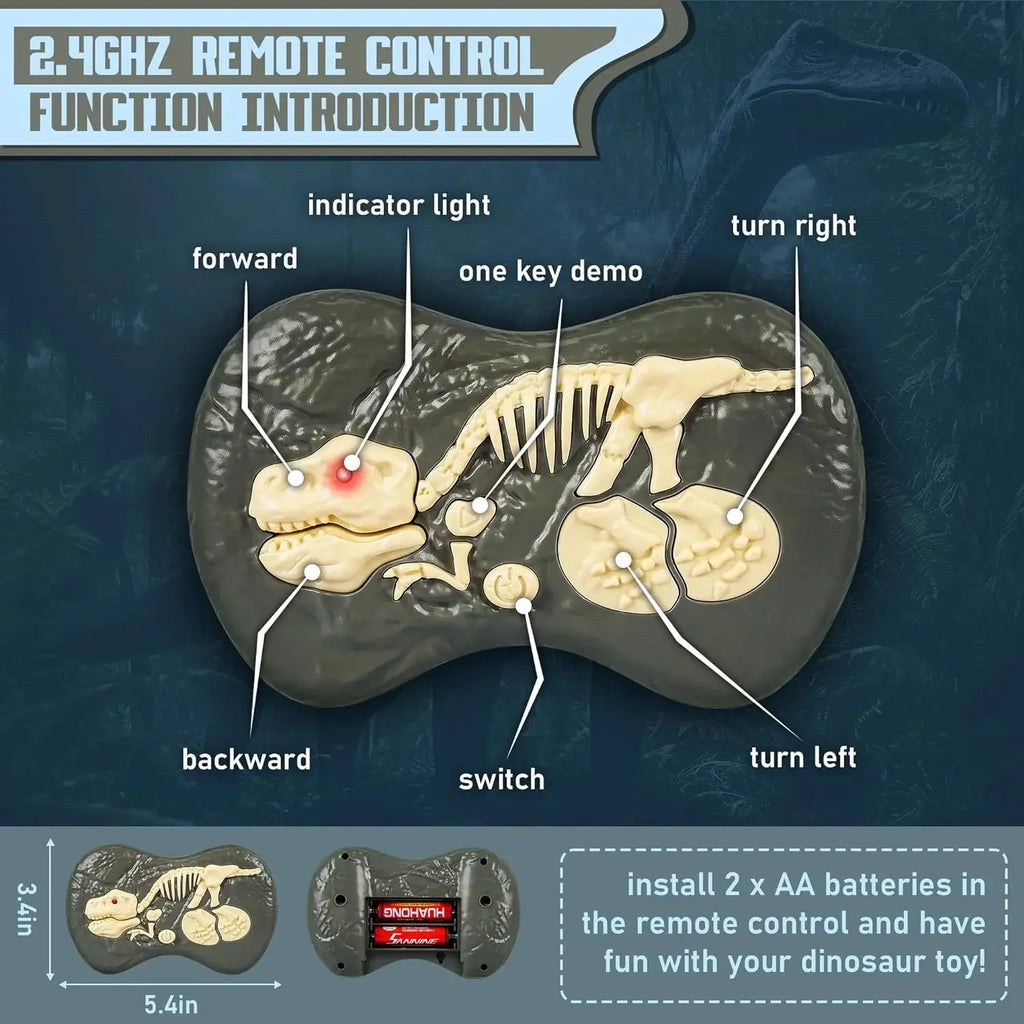Velociraptor Toy with 2.4GHz Remote and Lifelike Motion, Lights, Rechargeable USB All Vera Mart