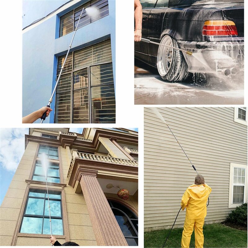 Telescoping Pressure Washer Wand with 10ft Reach and 5 Spray Nozzles for Gutters All Vera Mart