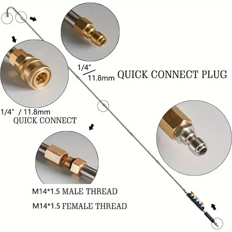Telescoping Pressure Washer Wand with 10ft Reach and 5 Spray Nozzles for Gutters All Vera Mart