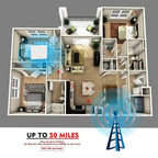 Indoor TV Antenna with 49.7 Mile Range and VHF/UHF Reception, 10ft Cable All Vera Mart