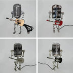 Retro Microphone Lamp with Articulated Joints and Robot Accent, LED Compatible All Vera Mart
