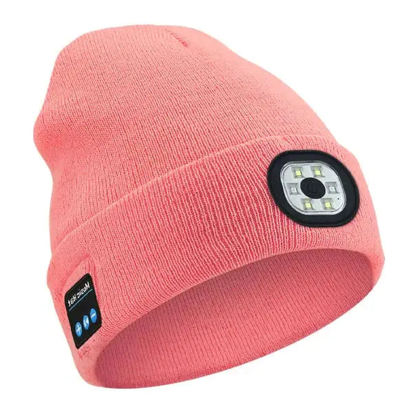 Bluetooth Beanie with Built-In LED Headlamp and Integrated Speakers, Removable Module All Vera Mart