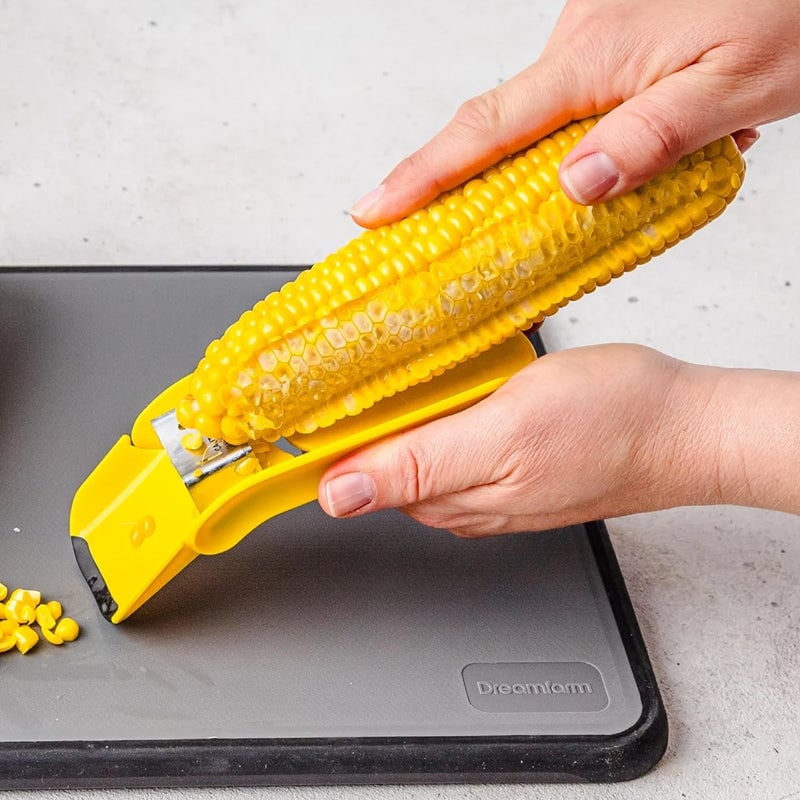 Corn Kernel Stripper with Curved Stainless Steel Blade and Rubber Grip Feet All Vera Mart