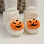 Kids Ankle High Slippers with Pumpkin Spider Graphics and Fleece Lining All Vera Mart