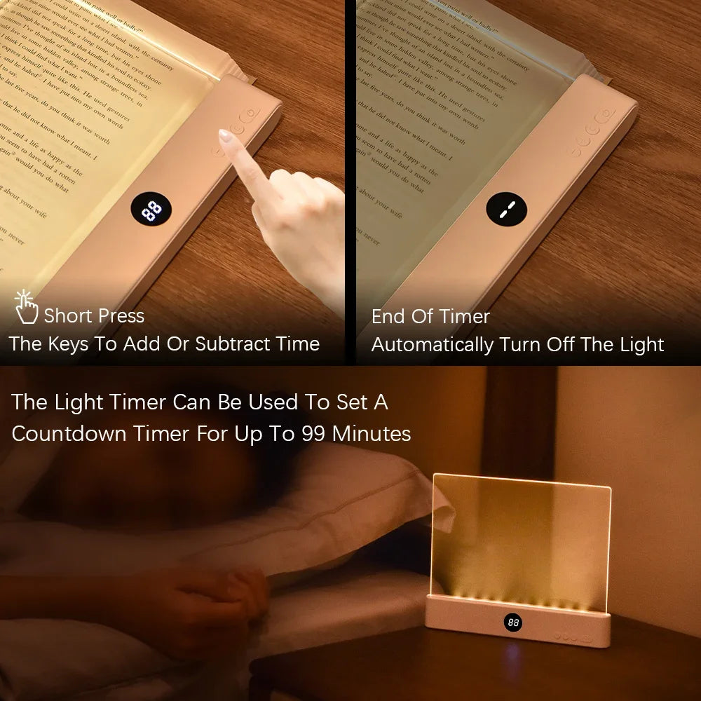Rechargeable Flat Panel Reading Light with 3 Color Modes and Adjustable Brightness All Vera Mart