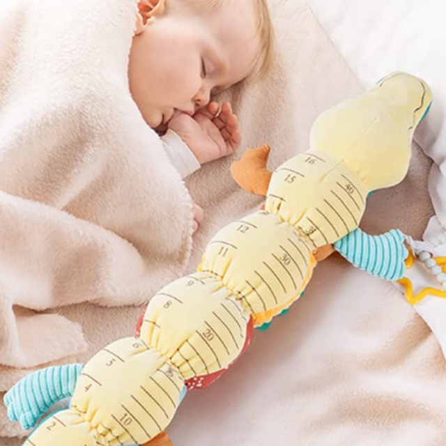 Sensory Caterpillar Plush Toy with Crinkle Rattle and Wind Up Music for Tummy Time All Vera Mart