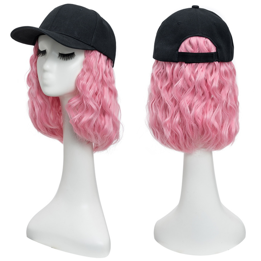 Wavy Synthetic Hair Baseball Cap with Adjustable Strap and Flame Resistant Fibers All Vera Mart