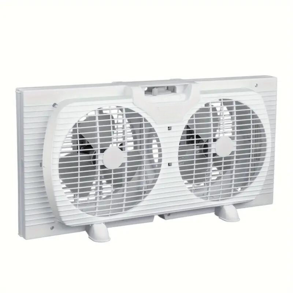 Twin Window Fan with Dual 12-Inch Blades and Reversible Airflow, Remote Control All Vera Mart