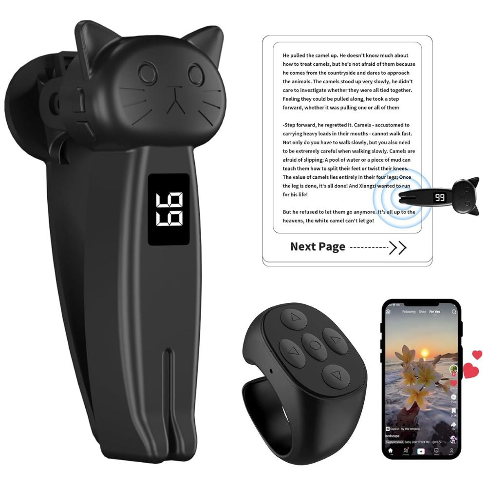 Wireless Page Turner with Adjustable Click Speed and Finger Ring Attachment All Vera Mart