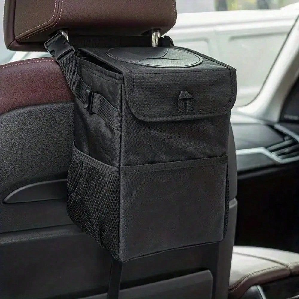Waterproof Car Trash Bin with Adjustable Hanging Straps and Side Pockets All Vera Mart