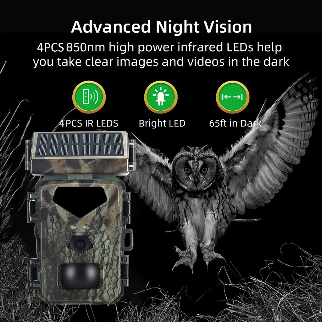 Solar Trail Camera with 20MP Photo and 1080P Video, Night Vision All Vera Mart