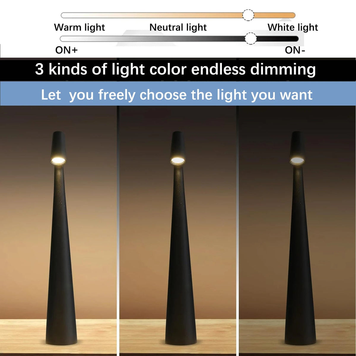 Rechargeable Desk Lamp with Touch Sensor and Three Color Temperatures All Vera Mart