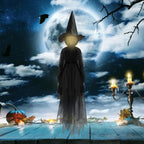 Glowing Witch Figures with Sound Sensor and Flickering Lights, 59in Tall Set of 3 All Vera Mart