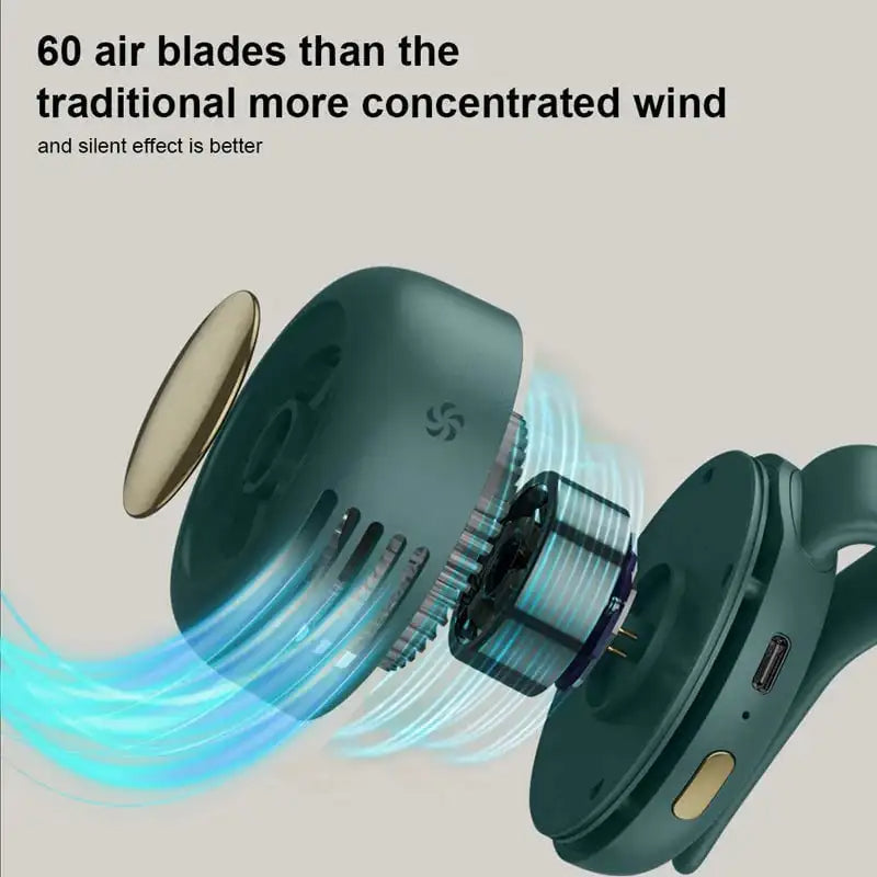 Portable Clip Fan with Bladeless Opening and 23-Hour Battery for Neck or Waist Wear All Vera Mart