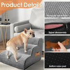 Pet Ramp Stairs with High Density Foam and Velvet Surface for Beds All Vera Mart