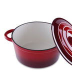 Cast Iron Dutch Oven with Lid and Even Heat Distribution, Red Ombre 2L All Vera Mart