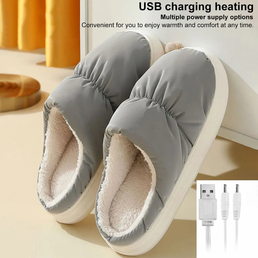 Heated Slippers with Plush Lining and USB Power, One Size Fits Most All Vera Mart