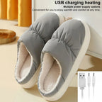 Heated Slippers with Plush Lining and USB Power, One Size Fits Most All Vera Mart