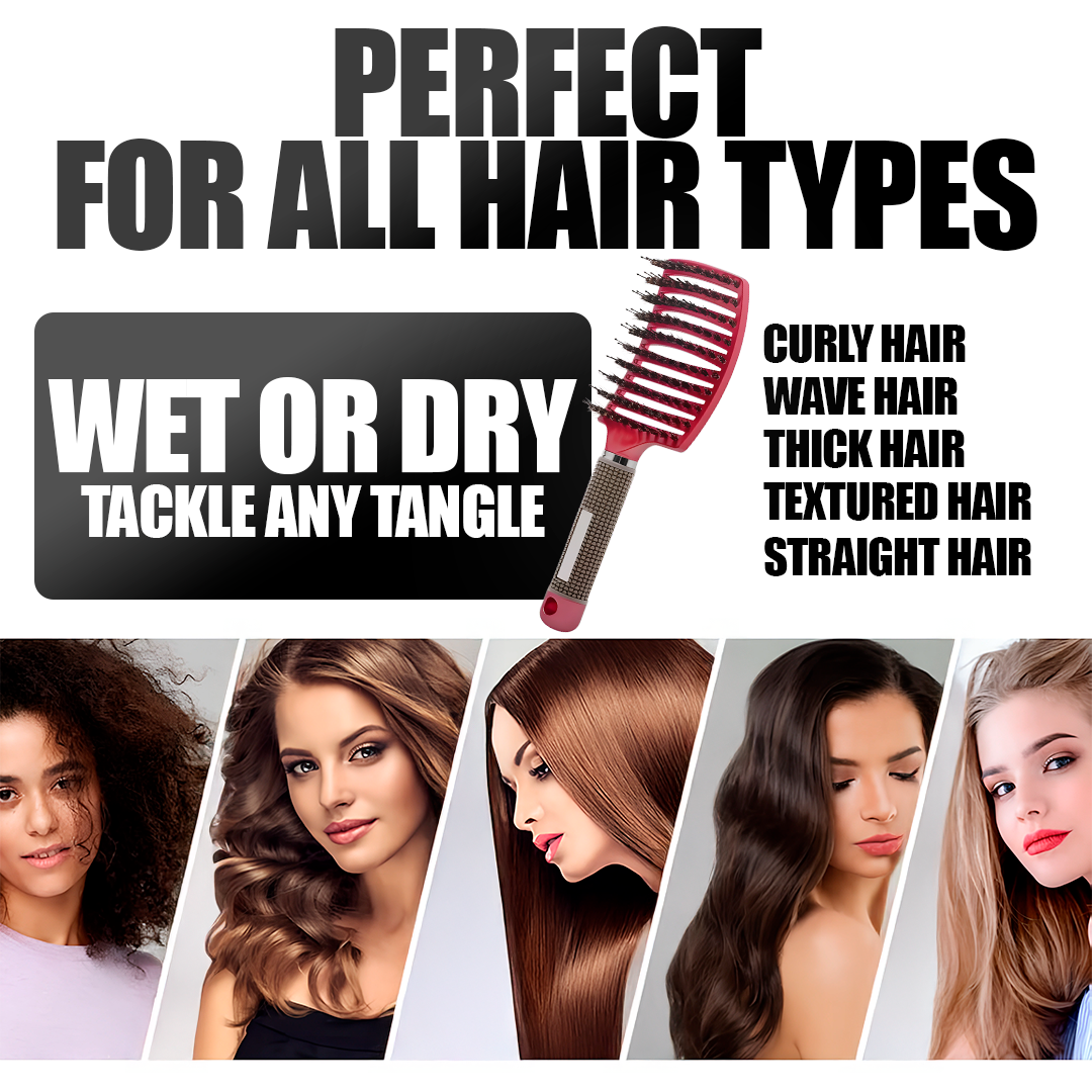 Flexible Bristle Detangler Brush for All Hair Types with Ergonomic Grip All Vera Mart